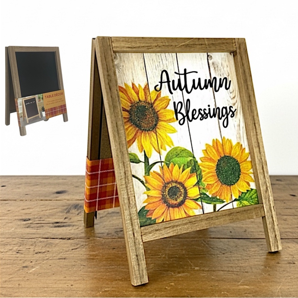 Autumn Blessings Table Decor Fall Flowers Easel Write On Blackboard 2 Si…